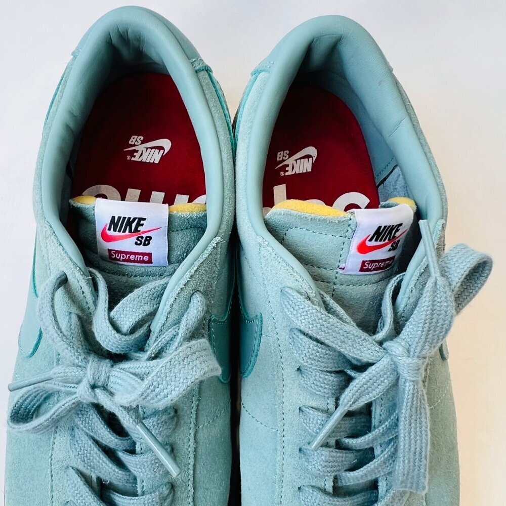 Nike x Supreme Blazer Low GT suede sneakers , blue/teal, Size 11 - Picture 4 of 13